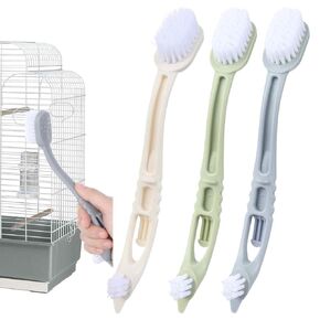 4 Pcs Bird Cage Cleaner with Two Brush Plastic Heads Long Handle Tool for Cleaning Bird Cages ssential Bird Cage Accessory