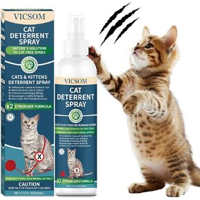 Cat Deterrent Spray, Natural Cat Repellent Spray, Anti-Scratch Deterrent for Furniture, Sofas, Rugs, Curtains, Plants, Indoor & Outdoor Repellent Cats Kittens, Non-Toxic, Alcohol-Free 6.76 FL Oz