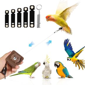 Bird Leash, 2024 New Bird Harness, Retractable Parrot Leash, Used for Bird Flight Training, 0-20 Feet Freely Adjustable, Suitable for Various Birds (Brown Bear)