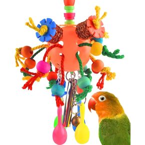 KATUMO Bird Toys, Parrot Sand Hammers Bird Rattle Shaker Toys Parakeet Foraging Shredding Hanging Bell Toys Bird Ball Treats for Conure Mini Macaw Cockatiel Lovebird Small Birds