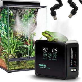 Reptile Humidifiers Smart Misting System for Reptile Terrariums, Reptile Mister Automatic with Timer, 360° Adjustable Misting Nozzles for Chameleons, Frog, Turtle, Lizard, Snake