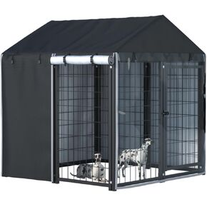 Outdoor Dog Kennel Cover, 600D Heavy Duty Waterproof 4.2 ft. x 4.2 ft. x 4.5 ft. Outdoor Large Full Cover Dog Kennel Cover, Waterproof, Windproof UV Resistant (Cover Only)