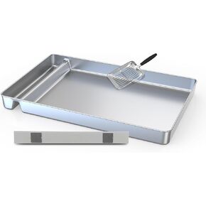 Cat Reusable Litter Tray Compatible with Petsafe Scoop-Free Cat Litter Box, Stainless Steel Tray with Litter Scooper Included, Compatible with All Pet Safe Litter Box Tray, Odor and Stain Resistant