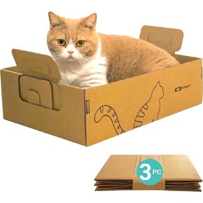 3-Pack Disposable Litter Boxes for Cats, Recycled Cardboard Cat Litter Box, Waterproof, Leakproof, Foldable, Portable for Travel(17.2'' x 12.2'' x 5.3'')