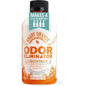 Angry Orange Pet Odor Eliminator for Home - 8oz Dog and Cat Pee Smell Remover for Carpet, Grass, Tile and Furniture - Citrus Concentrate, Makes 128oz of Liquid