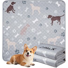 Mozin Washable Pee Pads for Dogs, 2 Pack Super Absorbent Dog Training Pads Leakproof Non-Slip Reusable Puppy Pads, Waterproof whelping Pad for Housebreak, Playpen, Crate,Potty Training, Couch- 18"x24"
