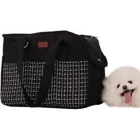 Black Small Dog Purse Carrier Puppy Bag Cats Carriers for Pets Fashion Woman Bags Lightweight Totes Pups Kitties Bunny Picnic Outdoor Shopping Transport