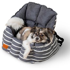 Small Dog Car Seats for Small Dogs Washable Dog Booster Seat for Car Clip-On Leash and Cushion with Storage Pockets Dog Seat for Car Under 25lbs Portable Travel Pet Car Seat,Black with Handle
