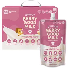 Berry Good Pet Milk. 10pk Vitamin-Infused Cat Milk, Dog, Kitten, Puppy Milk. Dog Bladder Support, Cat Kidney Support, Cat Urinary Supplement Cranberry, Omega 3, CoQ10, Glucosamine, Taurine