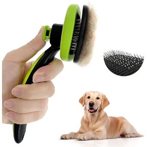 Self Cleaning Brush for Dog: Cat Slicker Brush with Release Button - Pet Shedding Brushes for Long and Short Hair - Remove Loose Undercoat