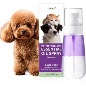 Pet Detangler Spray - Leave in Conditioner for Dogs & Cats -Tangle Remover Perfect for Doodles Shines Reduces Shedding Moisturizing with Coconut Oil, Jojoba Oil Lavender Scent 3.38fl