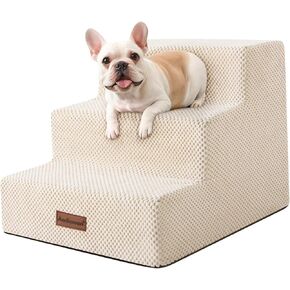 5-Step Dog Stairs to Bed, Dog Steps for High Beds and Couch, Non-Slip Pet Stairs for Small Dogs and Cats,Dog Bed Stairs, Beige, 3/4/5 Steps