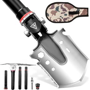 Folding Survival Shovel, 180 Degree Folding Multifunctional Portable Camping Shovel, Military Tactical Survival Shovel, Survival Gear and Equipment for Backpacking Hiking Car Emergency