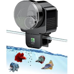 Pawfly Automatic Fish Feeder for Aquarium Auto Vacation Timer Fish Feeder for Fish Tank 60 ml Adjustable Fish Food Dispenser for Pellets Flakes Strips, Battery Operated (Battery Not Included)