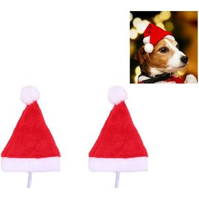 Pet Christmas Hats Cat Santa Hats 5.5 Inch X7.8 Inch Pet Hats Dog Cat Pet Santa Hats for Cat Puppy Dog, Red Christmas Hats (2 Pcs)