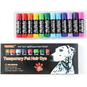 Dog Hair Dye Temporary Pet hair dye Pigment 12 Colour Pet Fur Markers Pen Washable Pet Safe Hair Dye for Dog, Horse, Cats, Cattle and All Pets