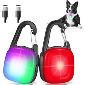 2 Pack 4 Lighting Modes Dog Light, Dog Collar Light for Night Walking, IP68 Waterproof Light for Dog Collar, High-Capacity Type-C Rechargeable Dog Safety Light for All Types of Dog
