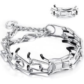 Dog Training Collar, Adjustable Stainless Steel Collar with Quick Release Buckle for Small Medium Large Dogs