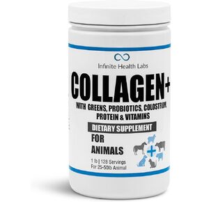 Collagen+ Ultimate Dog or Cat Food Topper with Greens Probiotics Enzymes Colostrum Glucosamine Omegas Supports Healthy Joints Energy Digestion Immunity