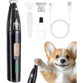 Dog paw Trimmer with LED Light, Low Noise, paw Trimmer for Dogs,Battery Level Display,paw Hair Trimmer for Dogs, Type c Charge,paw pad Trimmer for Dogs Cats Pets(Streamer Black)
