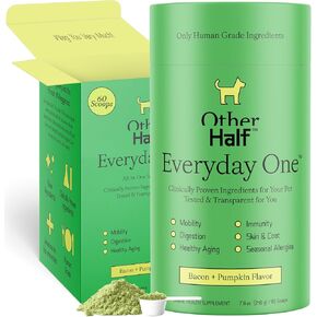 Other Half Everyday One - Clean Dog Multivitamin Supplement - Daily Joint, Gut, Allergy, Immune, Urinary Tract Support & More - Glucosamine, Chondroitin, Omega 3 & Probiotics | 45 Active Ingredients