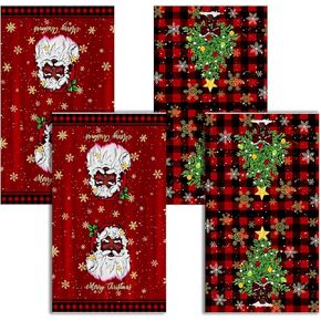 Christmas Hand Towels for Kitchen Set of 4 Christmas Kitchen Towels Santa Claus Snowman Christmas Hand Towels for Bathroom Kitchen Holiday Xmas