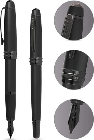 Cross Bailey Matte Red Lacquer Fountain Pen with polished black PVD appointments, Extra Fine Nib in Saudi Arabia