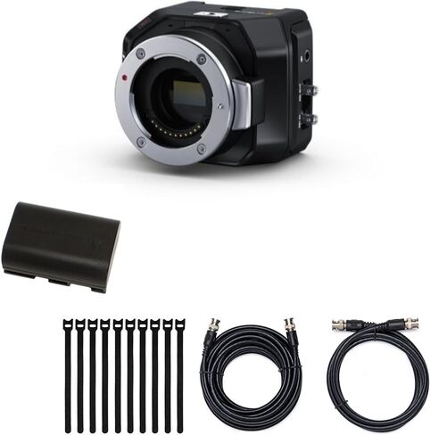 حزمة كاميرا Blackmagic Design Micro Studio 4K G2 مع بطارية LP-E6 وكابل SDI مقاس 6 بوصات وكابل SDI مقاس 25 بوصة وروابط كابل (5 قطع) in Kuwait