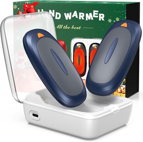 3-in-1 Hand Warmers Rechargeable 2 Pack, 14000mAh Portable Dual-Sided Handwarmers with Charging Case,12H Warmth Max,3 Levels Temp Fast Heating Pocket Warmers, Gifts for Christmas Golf Hunting(Silver) in Saudi Arabia