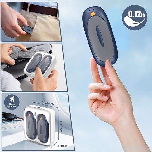 3-in-1 Hand Warmers Rechargeable 2 Pack, 14000mAh Portable Dual-Sided Handwarmers with Charging Case,12H Warmth Max,3 Levels Temp Fast Heating Pocket Warmers, Gifts for Christmas Golf Hunting(Silver) in Saudi Arabia