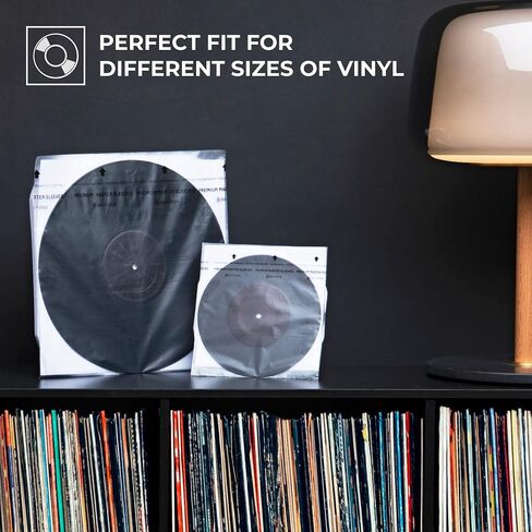 Big Fudge Vinyl Record Sleeves Inner - Vinyl Sleeves - Clear 3-Layer Album Covers with Anti-Static Rice Paper - Acid Free Protective Outer Cover for 7" Records - White, 50 Pack in Kuwait