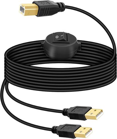 RIIEYOCA 2 in 1 USB Printer Cable Splitter,USB A Male to USB B Male Printer Cable with Toggle Switch for Two Computers,Plug and Play,Share Computer Keyboard Mouse Scanner Printer.(4.5M/14.7FT) in Saudi Arabia