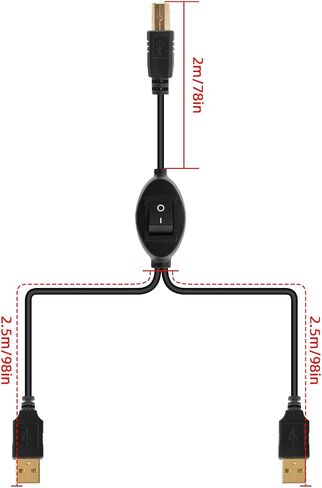 RIIEYOCA 2 in 1 USB Printer Cable Splitter,USB A Male to USB B Male Printer Cable with Toggle Switch for Two Computers,Plug and Play,Share Computer Keyboard Mouse Scanner Printer.(4.5M/14.7FT) in Saudi Arabia
