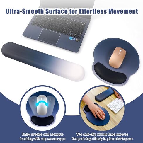LILASOL Ergonomic Mouse Pad with Wrist Rest and Keyboard Support - Gel Memory Foam Desk Pads for Typing, Gaming, Laptop, and Office - Non-Slip Base for Carpal Tunnel Relief, Computer Accessories in Saudi Arabia