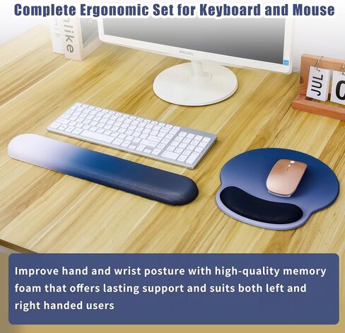 LILASOL Ergonomic Mouse Pad with Wrist Rest and Keyboard Support - Gel Memory Foam Desk Pads for Typing, Gaming, Laptop, and Office - Non-Slip Base for Carpal Tunnel Relief, Computer Accessories in Saudi Arabia