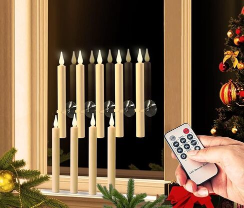 Christmas Window Candles with Remote Timer, Flameless Taper Candles with Suction Cups and Magnetic Base Battery Operated Flickering Candles for Christmas Halloween Decoration (9 Pack) in Saudi Arabia