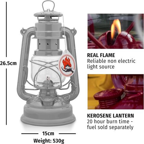 Feuerhand Outdoor Kerosene Fuel Lantern, German Made Weather Resistant Baby Special 276 Galvanized Hurricane Lamp for Camping or Patio, 10 Inches, Unpainted in Saudi Arabia