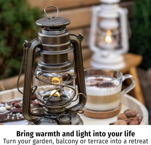 Feuerhand Outdoor Kerosene Fuel Lantern, German Made Weather Resistant Baby Special 276 Galvanized Hurricane Lamp for Camping or Patio, 10 Inches, Unpainted in Saudi Arabia