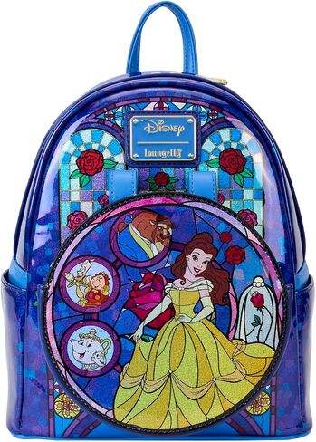Loungefly Disney Princess Stained Glass Collection: Belle Mini-Backpack with Ear Attachment, Amazon Exclusive in Saudi Arabia
