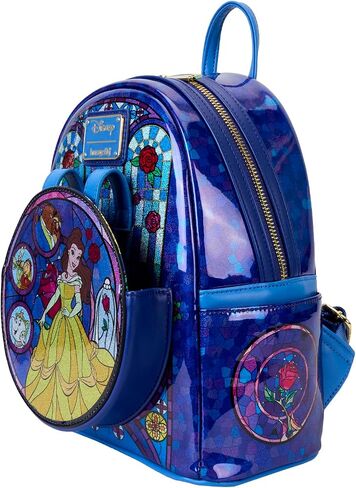 Loungefly Disney Princess Stained Glass Collection: Belle Mini-Backpack with Ear Attachment, Amazon Exclusive in Saudi Arabia