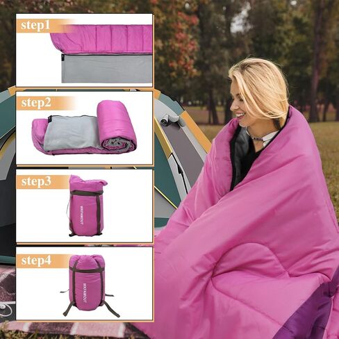 XL 10 Degree Sleeping Bags Waterproof for Adults 350GSM Machine Washable with Compression Sack for 3-4 Season Camping Outdoor in Kuwait