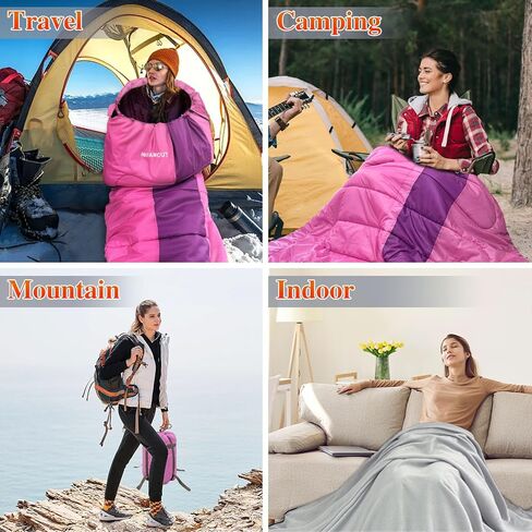 XL 10 Degree Sleeping Bags Waterproof for Adults 350GSM Machine Washable with Compression Sack for 3-4 Season Camping Outdoor in Kuwait
