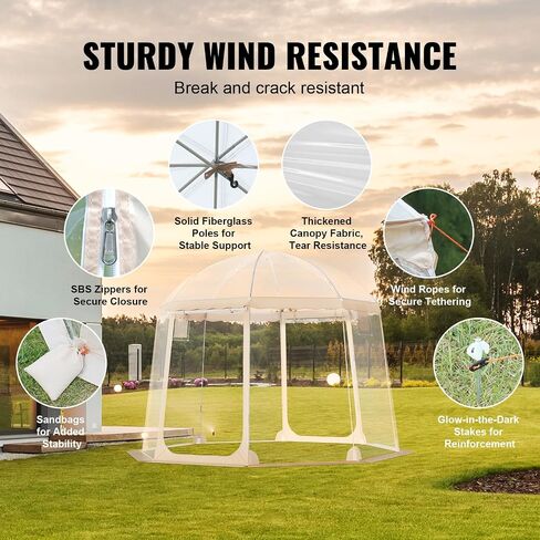 VEVOR Upgraded Pop Up Bubble Tent for 4-8 People, Need Simple Assembly - 10x10ft Instant Outdoor Clear Bubble Tent Dome, Weatherproof Clear Tent Shelter for Outdoor Activities, Events, and Parades in Saudi Arabia