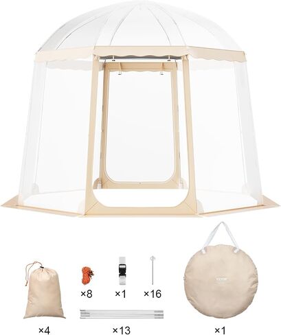 VEVOR Upgraded Pop Up Bubble Tent for 4-8 People, Need Simple Assembly - 10x10ft Instant Outdoor Clear Bubble Tent Dome, Weatherproof Clear Tent Shelter for Outdoor Activities, Events, and Parades in Saudi Arabia
