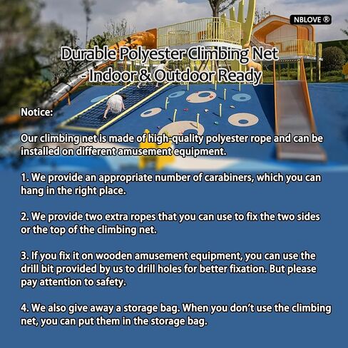 Outdoor & Indoor Premium Climbing Net - 8 Sizes Polyester Fiber. Easy Install with Extras. Handcrafted & Practical. Ideal Gift. (3ft x 6ft) in Saudi Arabia