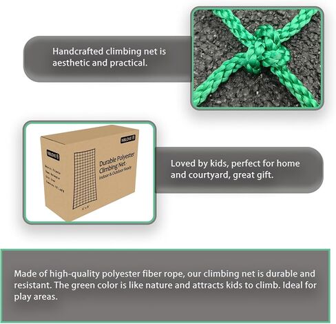 Outdoor & Indoor Premium Climbing Net - 8 Sizes Polyester Fiber. Easy Install with Extras. Handcrafted & Practical. Ideal Gift. (3ft x 6ft) in Saudi Arabia