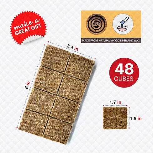 Dextreme Fire Starter Pack of 144/48 Natural Fire Starters Cubes for Campfires, Charcoal, BBQ, Grill Pit, Fireplace, Wood Stoves, Smokers and Camping - Easy to Ignite and Non Toxic… (48 Squares) in Kuwait