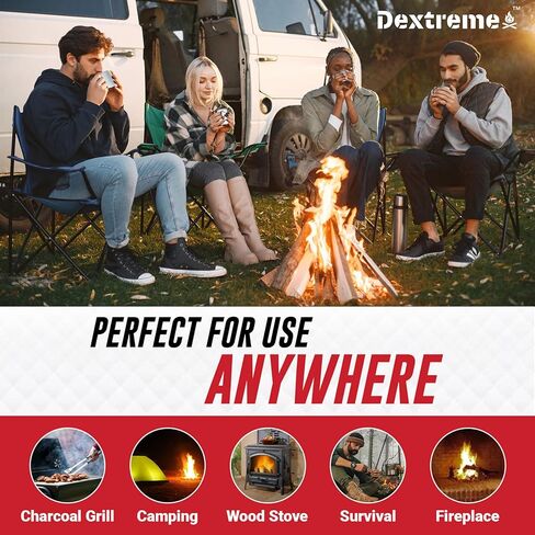 Dextreme Fire Starter Pack of 144/48 Natural Fire Starters Cubes for Campfires, Charcoal, BBQ, Grill Pit, Fireplace, Wood Stoves, Smokers and Camping - Easy to Ignite and Non Toxic… (48 Squares) in Kuwait