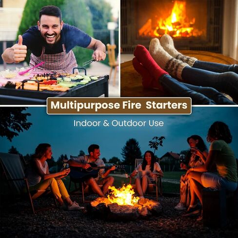 Dextreme Fire Starter Pack of 144/48 Natural Fire Starters Cubes for Campfires, Charcoal, BBQ, Grill Pit, Fireplace, Wood Stoves, Smokers and Camping - Easy to Ignite and Non Toxic… (48 Squares) in Kuwait