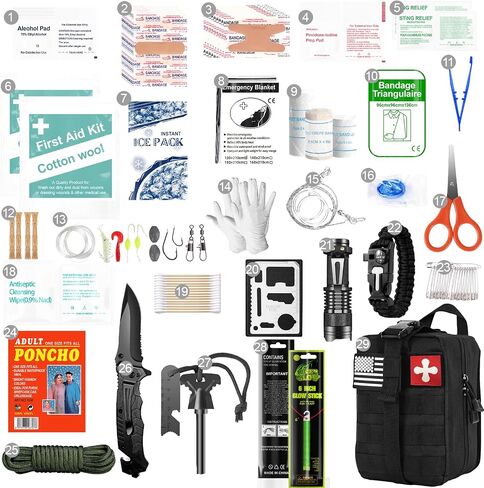 Survival Kits, 174Pcs Survival Gear First Aid Kit IFAK with Molle System Essential Camping Gear Emergency Medical Supplies for Car Fishing Hunting Outdoor Adventure in Saudi Arabia